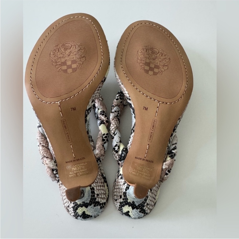 Snake Print Braided Sandals Vince Camuto Size 7 - Picture 7 of 10